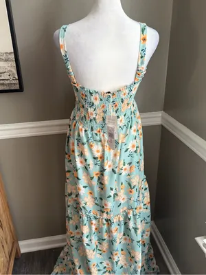 Agua Bendita Womens Lucery Green Floral Print Long Maxi Dress vacation M $380 thumbnail 5