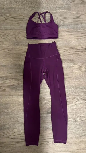 Lululemon Matching Set Dramatic Magenta 25" Align Leggings With Pockets And Energy Bra thumbnail 1