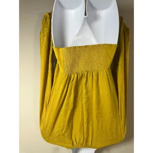 Anthropologie Mustard Floral Jacquard Surplice Balloon Sleeve Wrap Blouse Size S thumbnail 5
