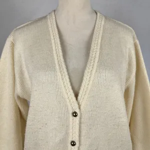Karen Scott Cream Wool Blend Cardigan Sweater Womens Knit Button‎ Front Pockets thumbnail 2