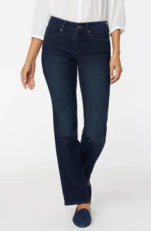 New NYDJ Marilyn Straight Jeans in dark wash size 4 short thumbnail 1