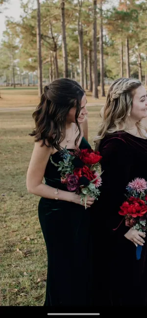 Revelry Emerald 614 Velvet Bridesmaid Dress thumbnail 3