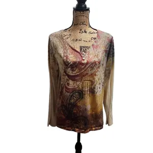 Appropriate Behavior Womens‎ V-Neck Blouse M Multi Abstract Rhinestone thumbnail 2