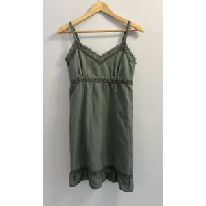 ⁠Converse One Star Sage Green Linen Blend Lace Trim Mini Dress Medium Y2K thumbnail 2