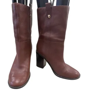 Nine West Womens Brown Leather retro Y2K Mid Calf Boots Size 10M SKU 7171 thumbnail 1