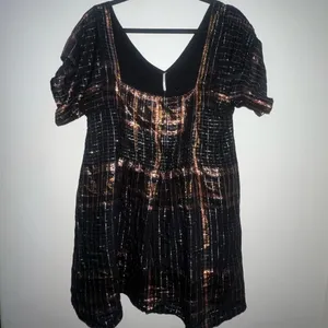 Free people Chic Black and and rose‎ gold Plaid Dress thumbnail 6