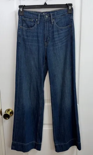 Vintage GAP blue medium wash high rise wide leg denim 100% cotton jeans flare 2 thumbnail 1