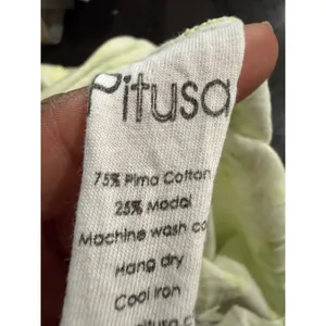 Pitusa Tie Dye Maxi Dress Lime Green Pink Trim‎ Pima Cotton Modal Petite Peru thumbnail 7