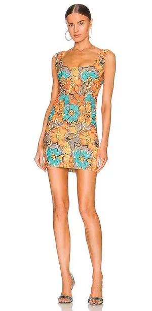 Miaou Vivi Dress in Parisian Flower Orange thumbnail 1