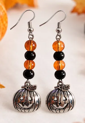 Handmade Halloween Pumpkin Jack-O’-Lantern Earrings 🎃 thumbnail 1