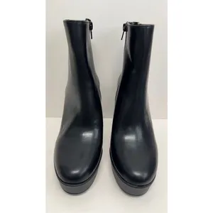 Alfani Boots Size 8.5 Black Almond Toe Faux Leather High Heel Side Zip NEW‎ thumbnail 4