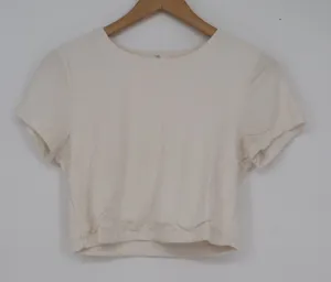Live in the Moment Cream Crop Top Short Sleeve Crew Neck Mens Medium thumbnail 1