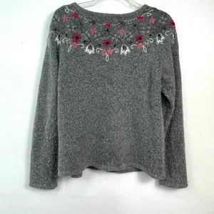 Silk & Angora Embroidered Cardigan Size L thumbnail 2