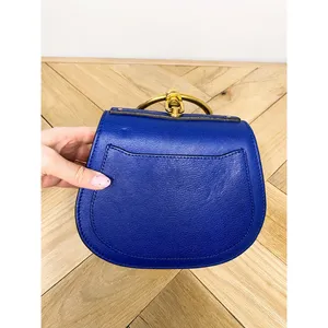 Chloé Nile Small Blue Leather Bracelet Handle Crossbody Bag thumbnail 5