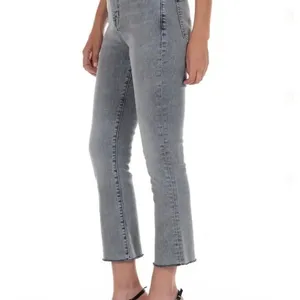Fidelity Denim Juniper Crop Flare Stretch Jeans in Surfire Gray Raw Hem Size‎ 29 thumbnail 12