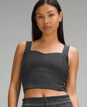 Lululemon Size XS Black Ribbed Softstreme Sweetheart‎ Tank Top thumbnail 1