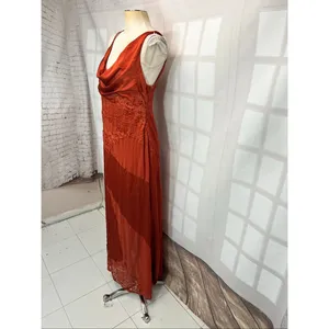 ASOS Design NWT Rust Lace Sleeveless Cowl Neck Satin Maxi Dress Size 8 thumbnail 3