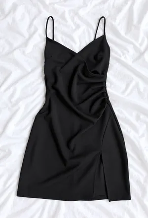 Windsor Black Ruched Mini Dress – Small thumbnail 1