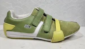 Lacoste Womens Vito Driving Shoe 9 Green White Leather Suede Hook & Loop Sneaker thumbnail 1