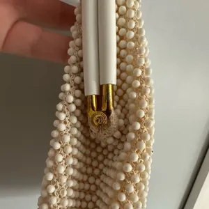 Vintage Beaded Kiss Lock Handbag White thumbnail 5