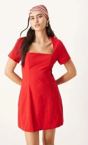 Abercrombie & Fitch Women’s Short Sleeve Skimming Square Neck Dress XL Red NWT thumbnail 1