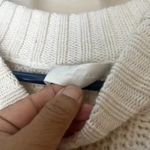 7 For All Mankind Chunky Sweater Sz XL Minimal White Zippers Boho Coastal Summer thumbnail 3