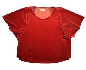 Madewell Velvet Top Womens Medium‎ Burnt Orange Short Sleeve Relaxed Fit thumbnail 1
