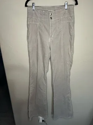 We The Free‎ People Jayde Cord High Rise Flare Cream Pants thumbnail 5