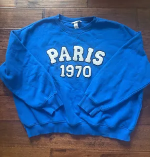 H&M Royal Blue 'PARIS 1970' Crewneck Sweatshirt thumbnail 1