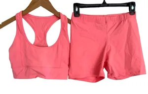 Saski Pink Bike Shorts and Sports Bra Two Piece Set Size Small‎ S Pink thumbnail 1