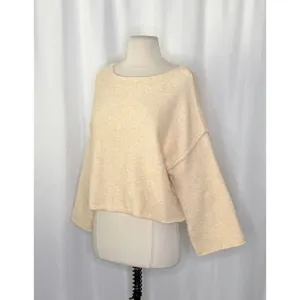 ZARA Bateau Neck Cropped Sweater Wool Solid Ivory‎ Pullover Knit Knitwear Small thumbnail 5
