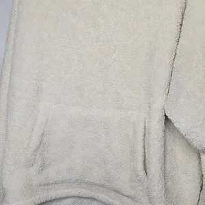 PINK - Victoria's Secret Cream Pullover Polor Fleece Texture Hooded Sweatshirt Sz M thumbnail 4