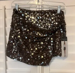 Emerson Lang Brown Sequin Skort Size Small Black thumbnail 1