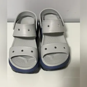 CROCS Gray and Navy Platform Sandals thumbnail 7