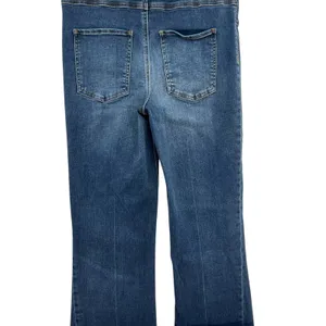 Spanx Cropped‎ Flare Denim Jeans Medium Wash Dip Dye Hem Blue Size Large thumbnail 9