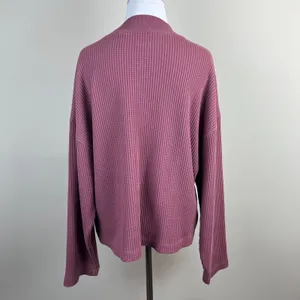 Gap Oversized Waffle Knit Mock Neck Top T-Shirt Womens Large Berry Slouchy Boxy‎ thumbnail 7