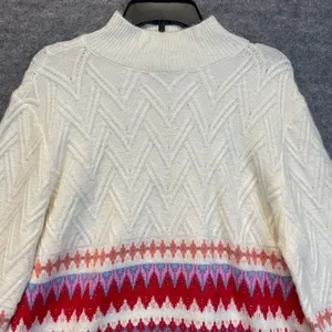 NWT ST. JOHN'S BAY Sweater Women’s XL Multicolor Fair‎ Isle Cable Knit Pullover thumbnail 5