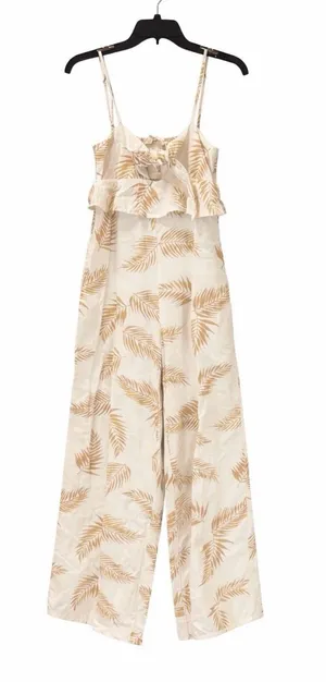 Billabong x Sincerely Jules Twist Flirt Palm Print Jumpsuit Size Small Tie Front thumbnail 1