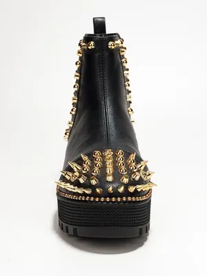 NWOT Cape Robin Pull-on Ankle Booties with Spikes- Black Gold Goth Punk Size 6 thumbnail 2