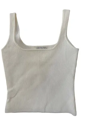 Dress Forum Cream Ribbed Square-Neck Tank thumbnail 1