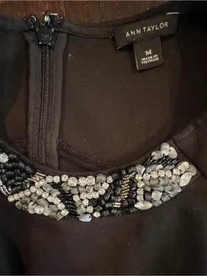 Ann Taylor Black Embellished Neck Sleeveless Top Size M EUC thumbnail 4