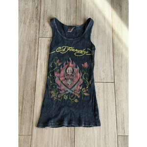 Vintage Ed Hardy Skull & Dagger Womens Graphic Tank Ribbed One Size thumbnail 4