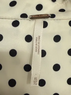 Free People White Black Polka Dot Button Down Blouse Top Extra Large XL thumbnail 3