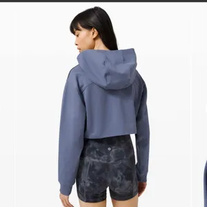 Lululemon All Yours Cropped Hoodie Shirt Ink Blue Pullover Stretch Logo Sporty 4 thumbnail 9