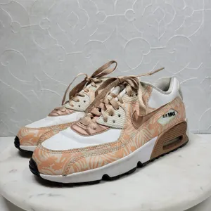 Nike Air Max 90 Print Sneakers Women 6.5 White Bronze Leather Lace Up Running thumbnail 3