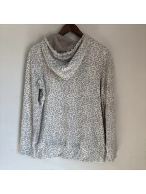 Vanilla Bay Womens Large Grey Leopard Print Half Zip Double Hooded Sweatshirt thumbnail 4