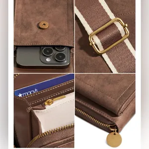 Style & Co. Leather Crossbody Phone Wallet in Chocolate‎ Brown thumbnail 3