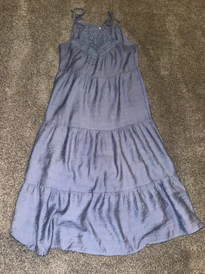 Blue Lace Tiered Maxi Dress thumbnail 1
