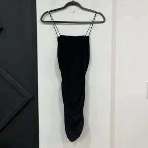 Pretty Little Thing Black Bodycon Ruched Dress US 4 UK 8 Strappy Party Cocktail thumbnail 3
