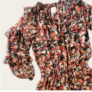 MISA Los Angeles Miss Rizou Safari floral ruffle mini dress . S thumbnail 10
